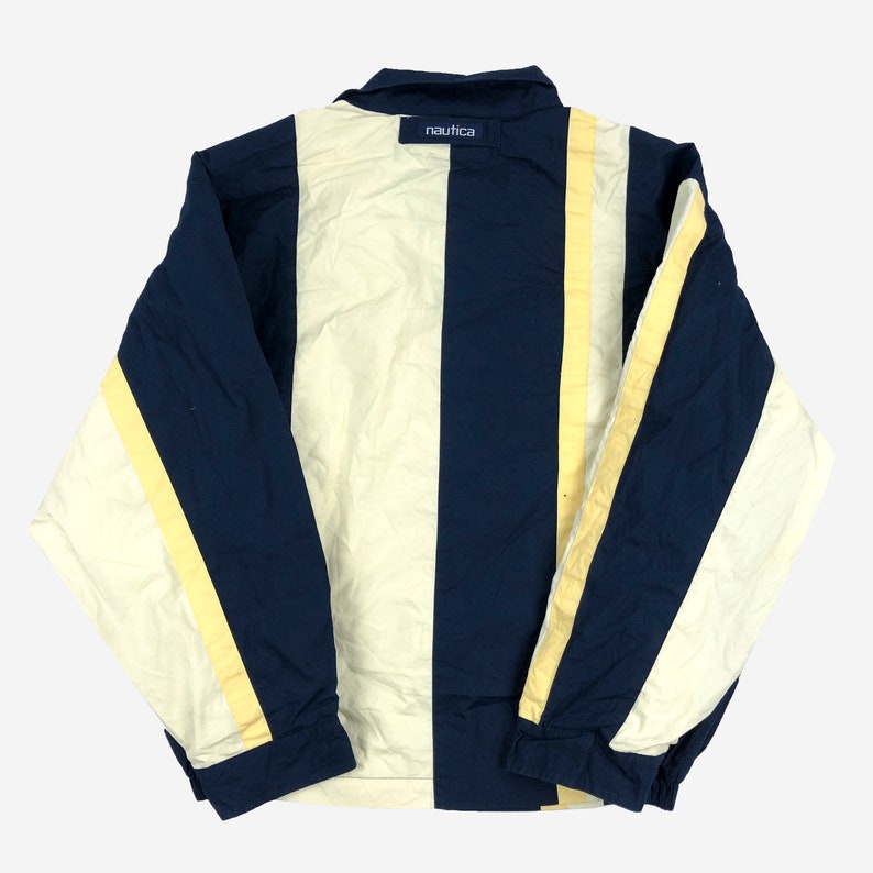 Free Shipping Men/'s Large Vtg 1990s Grunge Splatter Streetwear Boat Lil Yachty Vintage 90s Nautica Challenge Striped Light Jacket