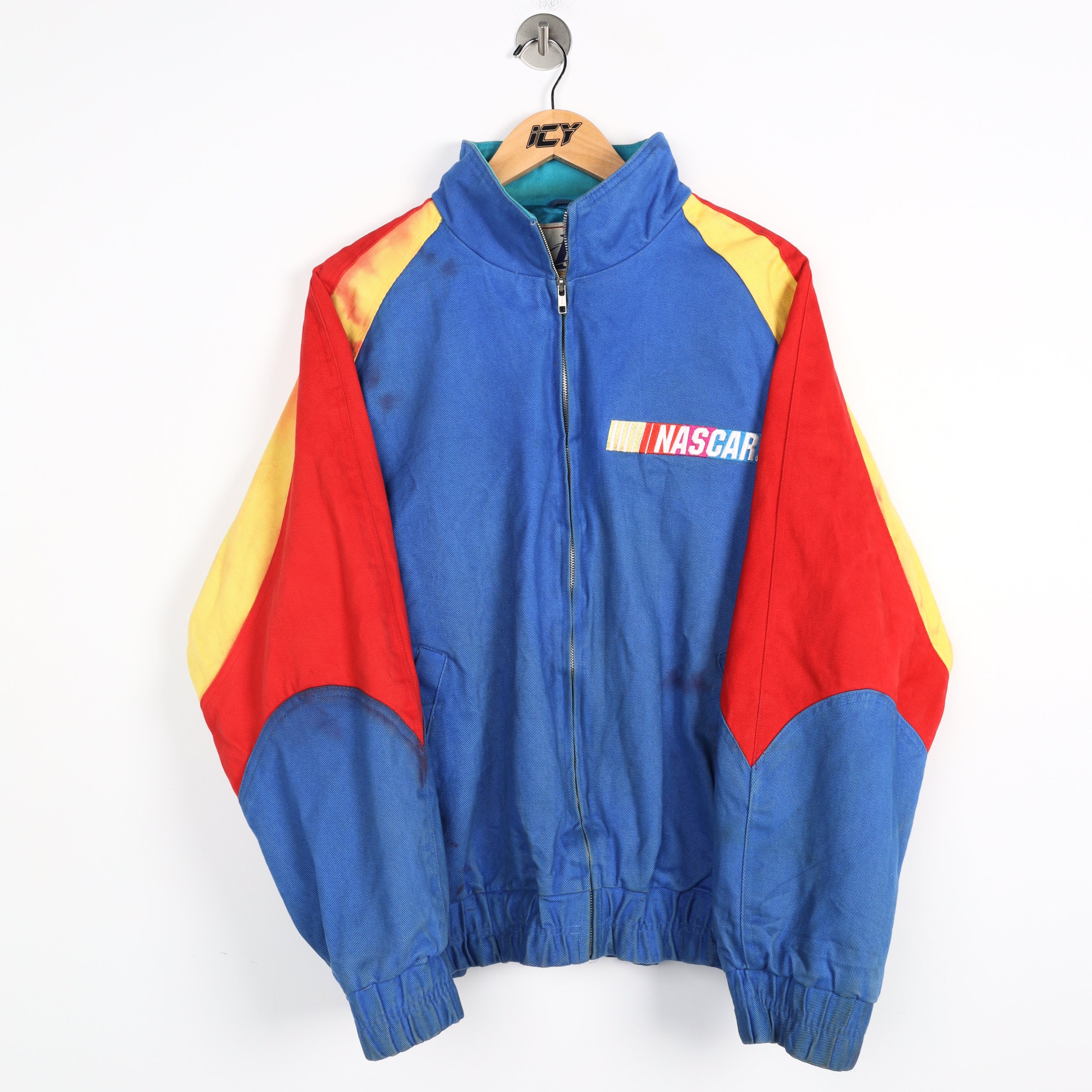 Vintage NASCAR Logo Athletic Racing Jacket / Mens Large / Blue