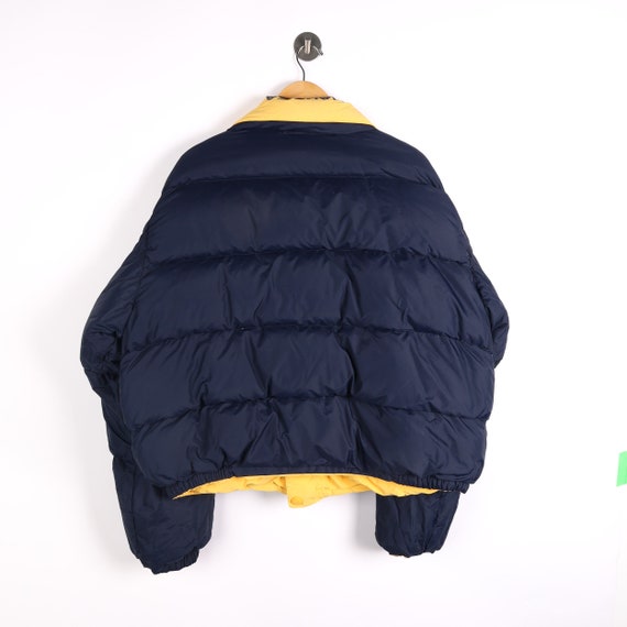 Vintage Nautica Down Filled Insulated Puffer Jacket / Mens 2XL / Rare Navy Blue Yellow Coat /
