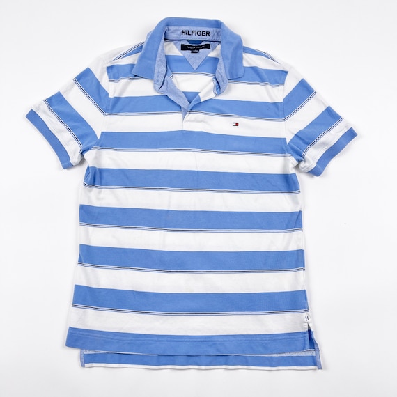 Vintage Tommy Hilfiger Rugby Shirt Baby, Baby Blue And White Rugby Shirt