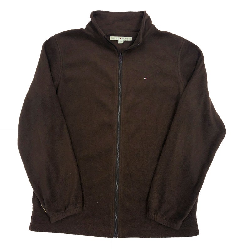 Vintage 90s Tommy Hilfiger Fleece Jacket Women/'s Large Free Shipping Vtg 1990s Sweater Sweatshirt Brown Streetwear