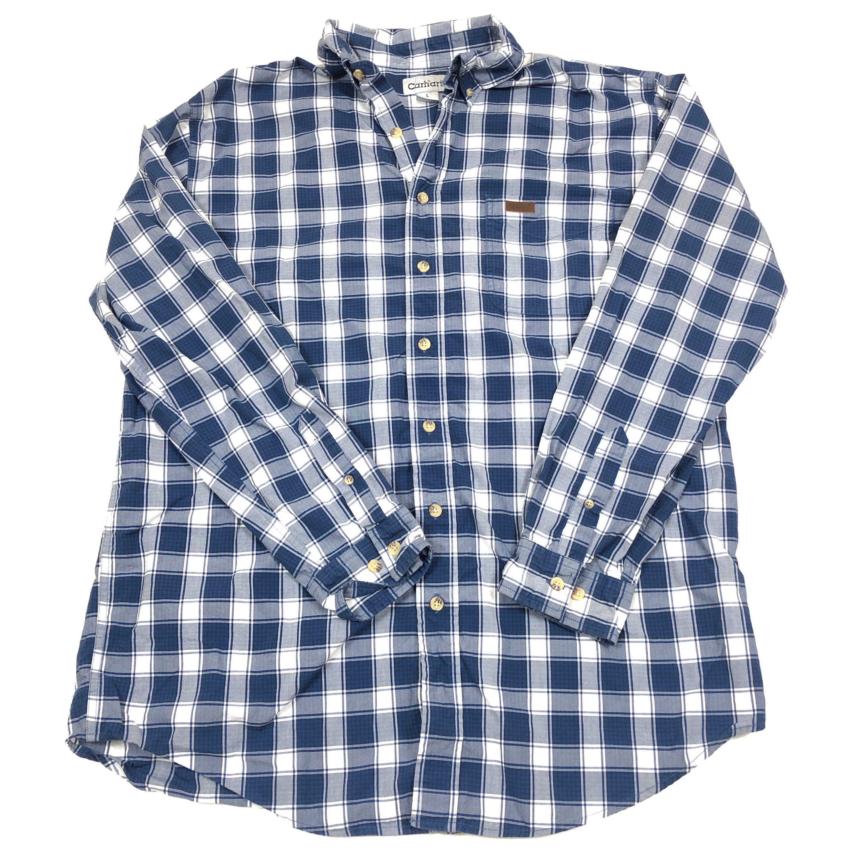 Vintage Carhartt Button Down Shirt Blue 