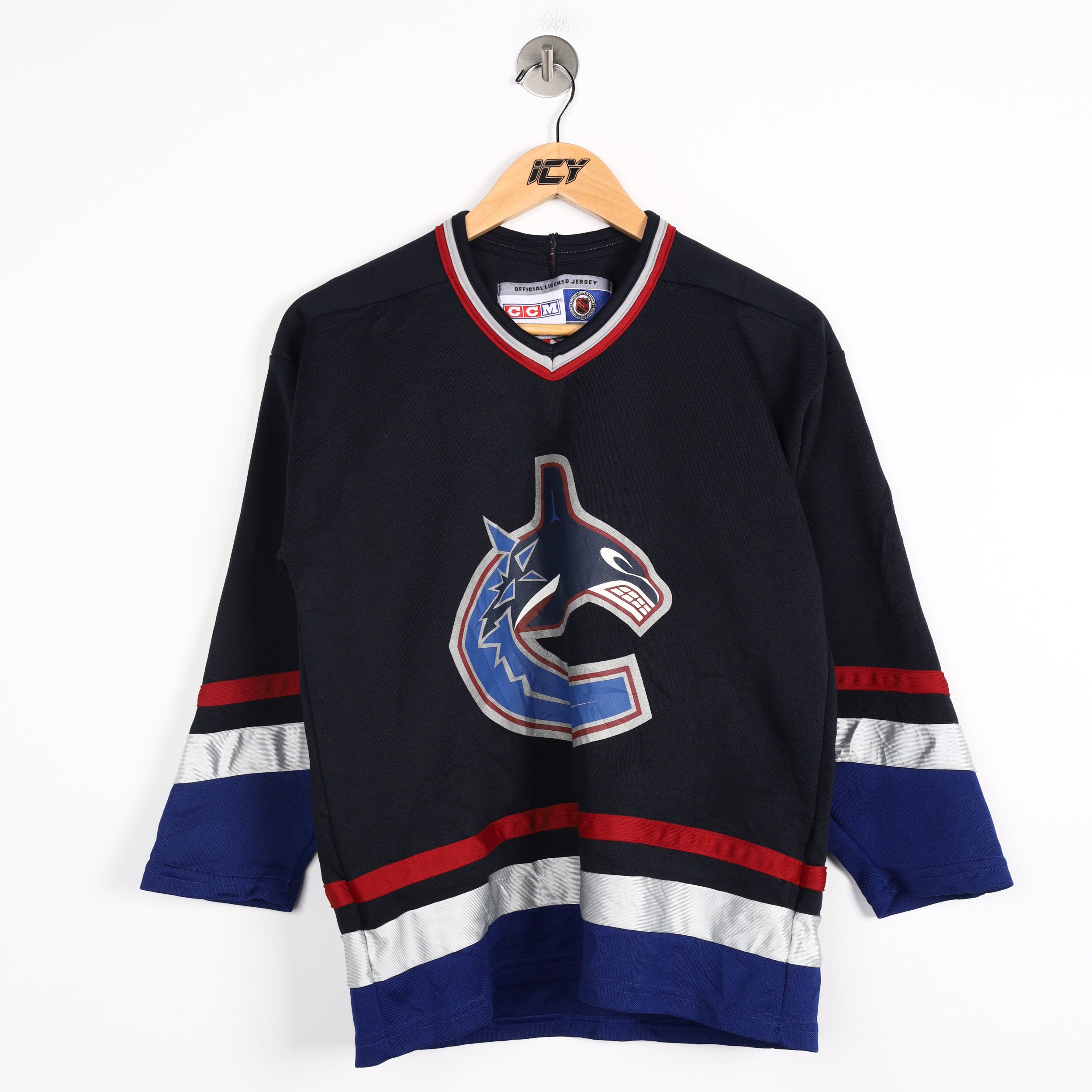 VTG 90s Vancouver Canucks Retro Logo Graphic NHL Hockey Long Sleeve T Shirt  M