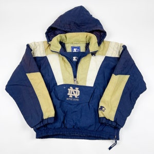 Vintage 90s Starter Notre Dame Fighting Irish Pullover Jacket Mens Small Vtg 1990s Retro College University Repair Ripped Rare Etsy