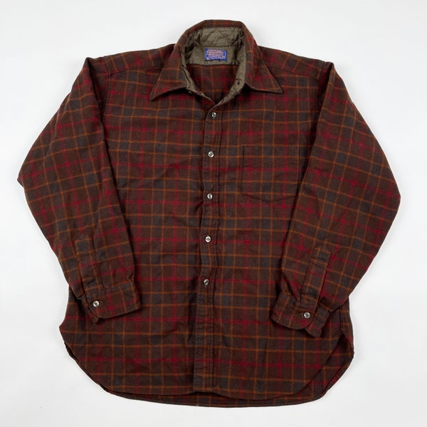 Vintage 90s Pendleton Virgin Wool Flannel Shirt - Homme XL | Vtg années 1990 Made in USA Retro Classic Top Dress Button Down |