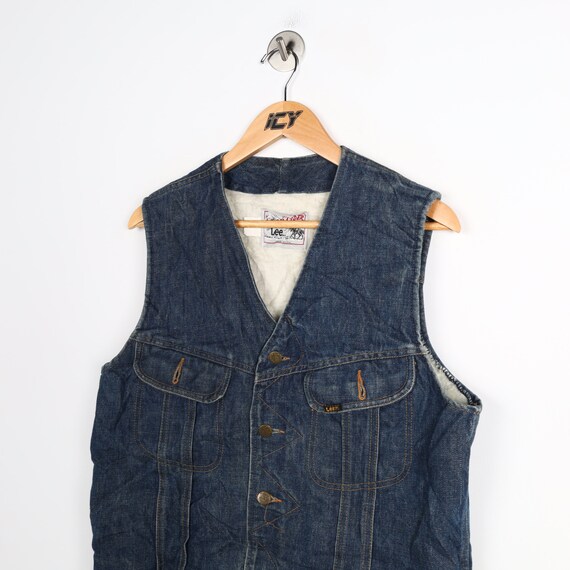 Vintage Lee Sherpa Lined Denim Vest / Womens Small / … Gem