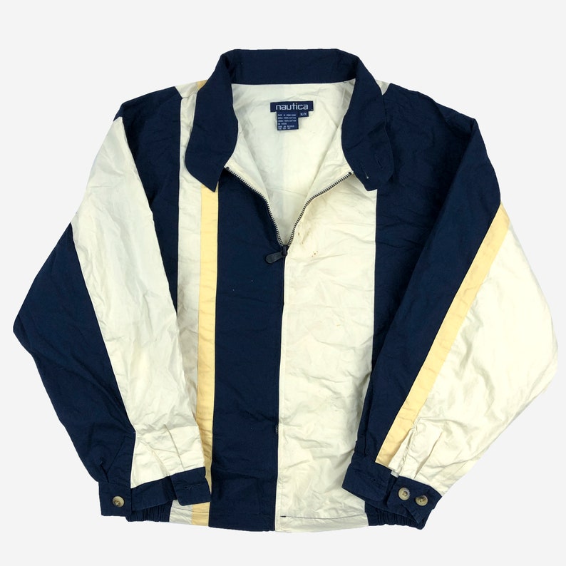 Free Shipping Men/'s Large Vtg 1990s Grunge Splatter Streetwear Boat Lil Yachty Vintage 90s Nautica Challenge Striped Light Jacket