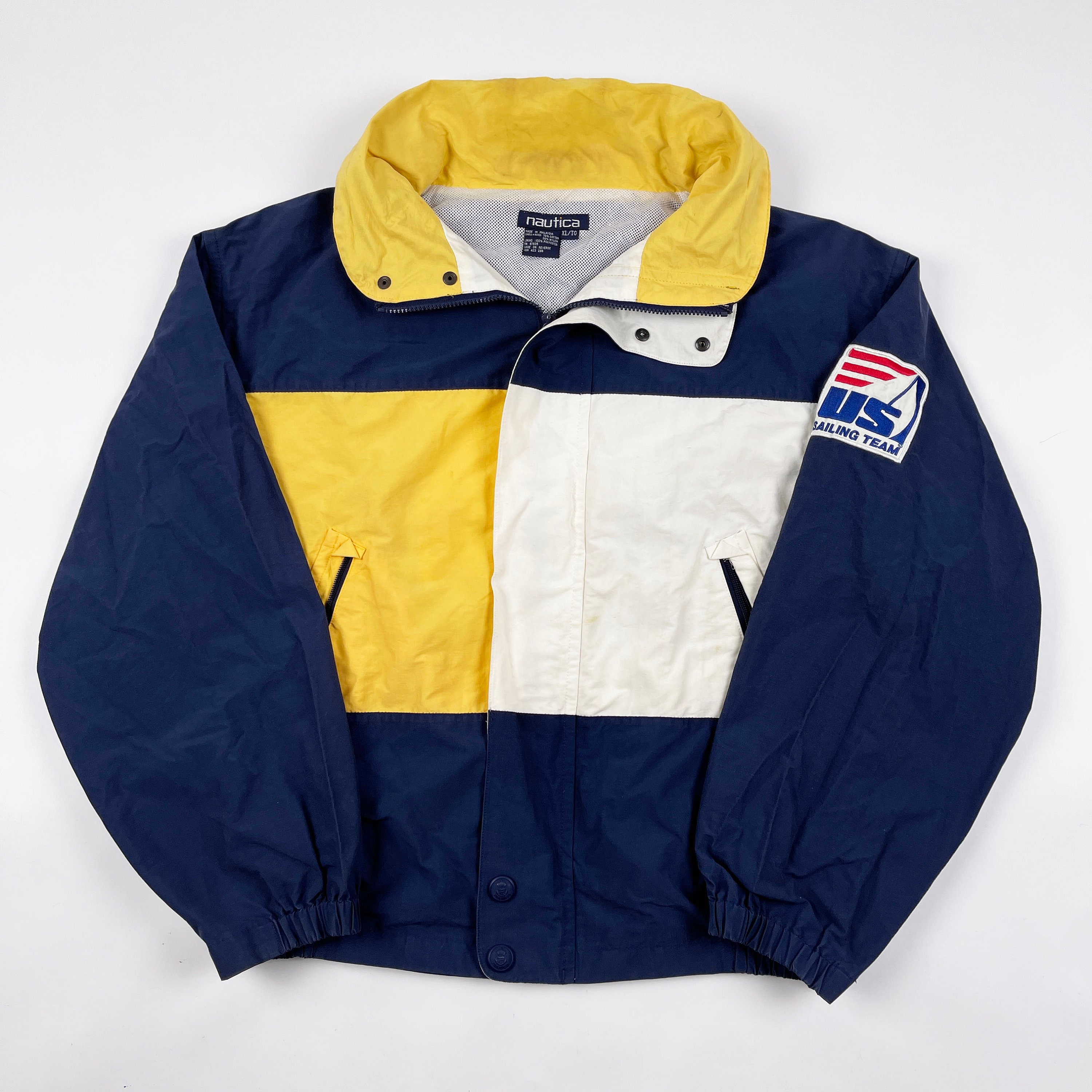 Vintage 90s Nautica US Sailing Team Jacket - Mens XL | Vtg 1990s Retro  Competition Coat Hip Hop USA Colorblock |