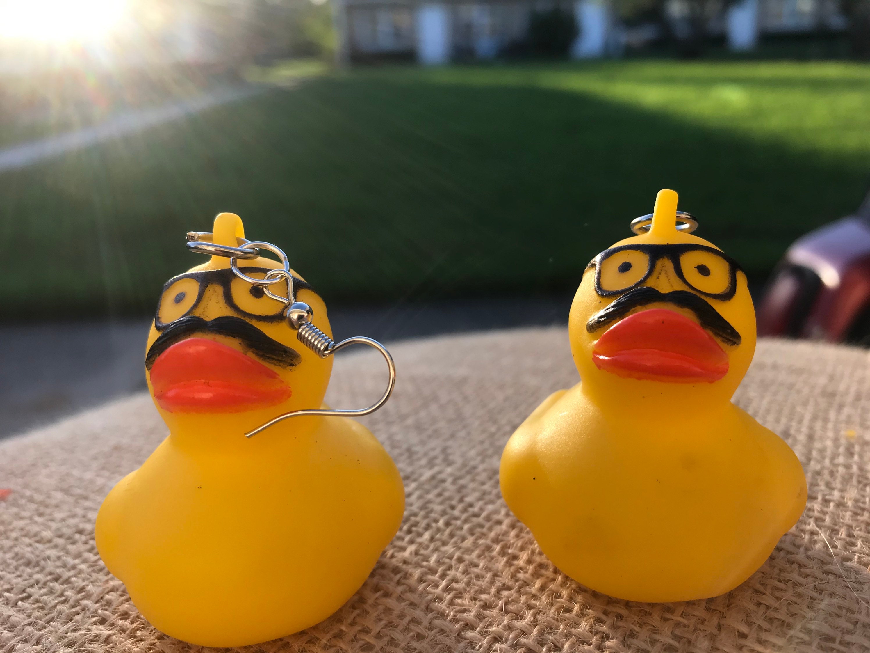 Mustache and Regular Rubber Duckie Earrings - Etsy UK