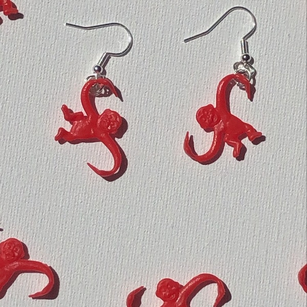 Mini Monkey in a barrel Monkey earrings