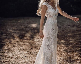 Bohemian Wedding Dress Etsy