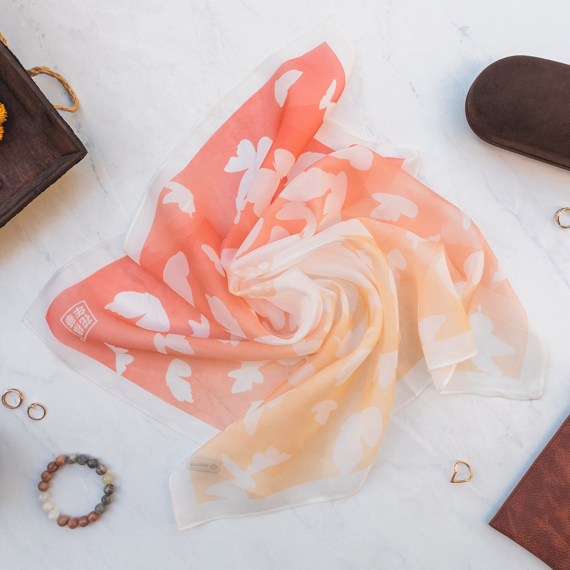HYYH Silk Scarf - Orange - Etsy