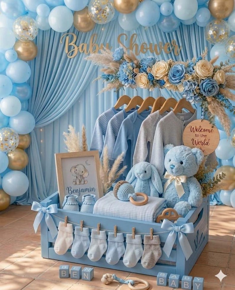Personalized Baby Boy Gift Basket, Luxury Newborn Essentials Hamper - Etsy