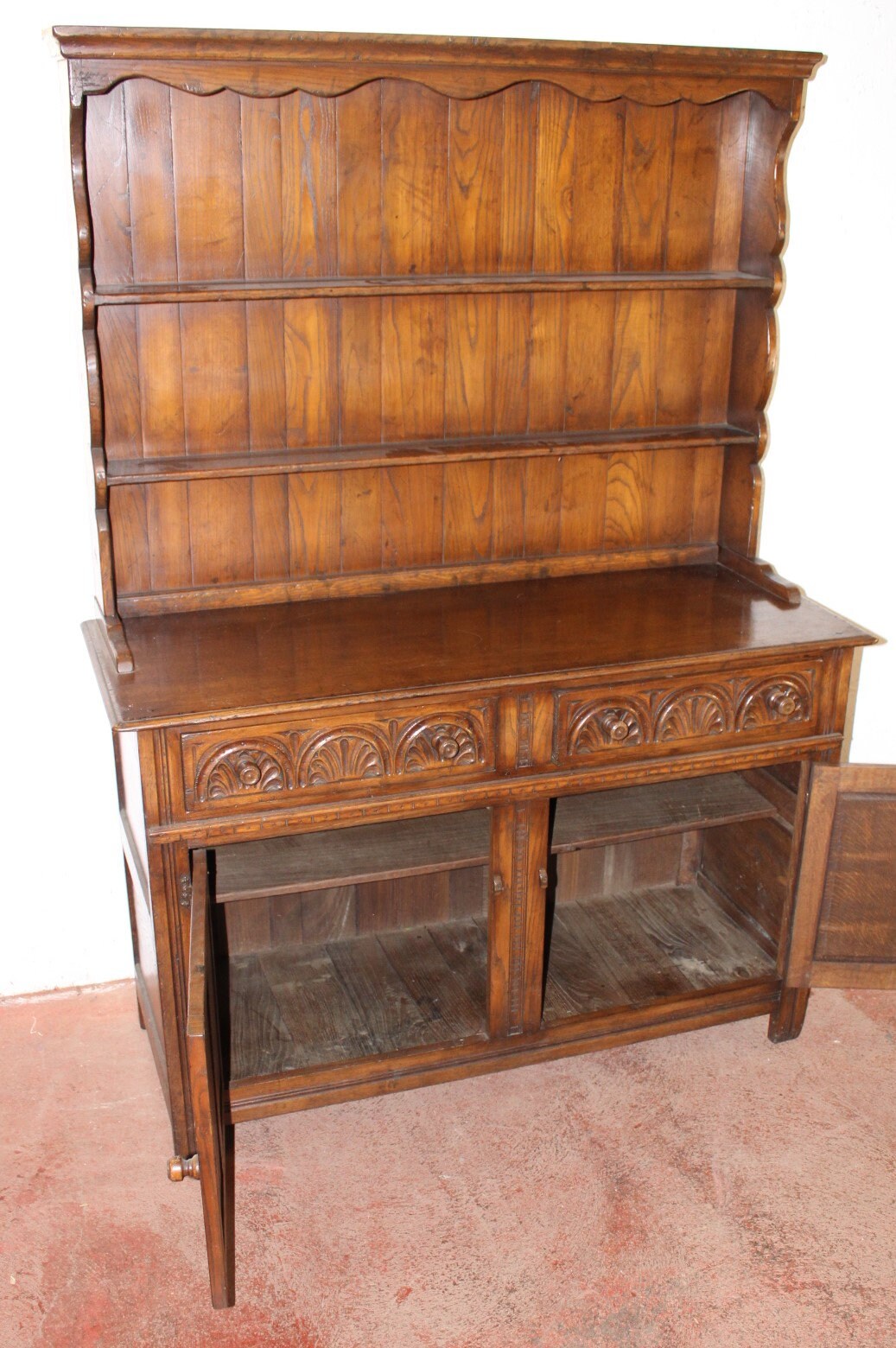 1960s Carved Golden Oak Dresser With Display Rack Etsy UK