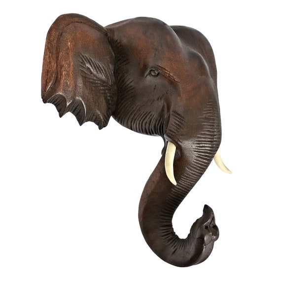 Thai Elephant Head Sculpture Handmade Wall Art 12x12 Etsy