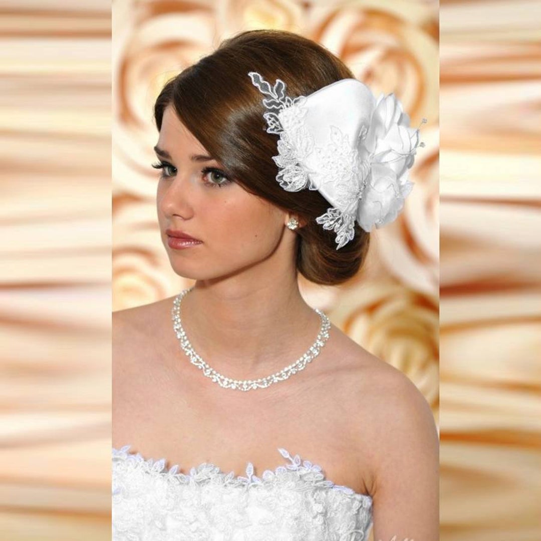 Wedding Hair Accessories / White, Ivory / Bridal Hair Accessory, Wedding Hair Hat, Wedding Hat
