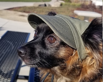 HANDMADE PET HAT  Custom Name or Text, Dog Hat, Dog Baseball Cap, Dog Visor, Canvas Fabric, Adjustable Cord Lock, Custom Sizing available