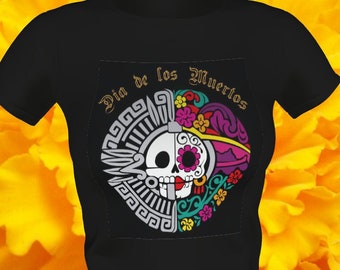 Dia De Los Muertos Skull T-shirt - Gold Foil, Relaxed Fit