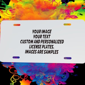 CUSTOM LICENSE PLATE, Aluminum Car Plate Personalized with your logo, image, design, name, monogram Mock up provided
