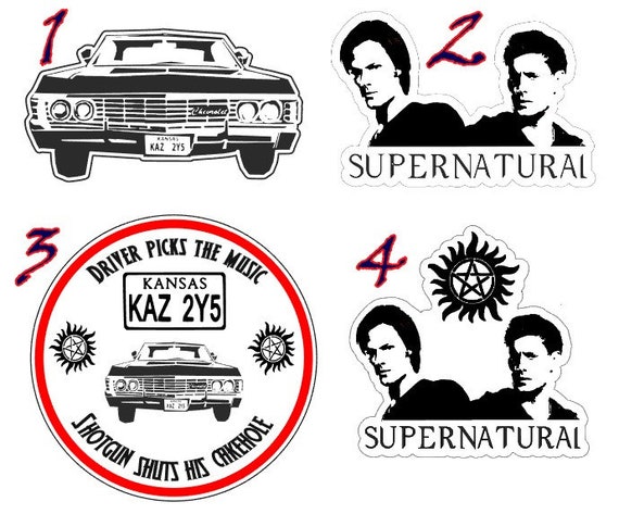 SUPERNATURAL STICKERS impala, Driver picks the music, Sam and Dean,  Winchester Decals For tumblers, water bottles, Laptops