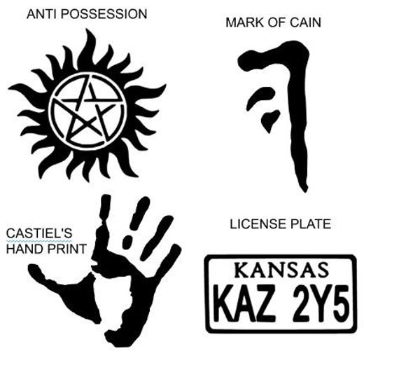 SUPERNATURAL STICKERS DECALS Winchester Brothers, Sam & Dean, Castiel  Handprint, Anti-posession, Tumblers, Water Bottles, Laptops 