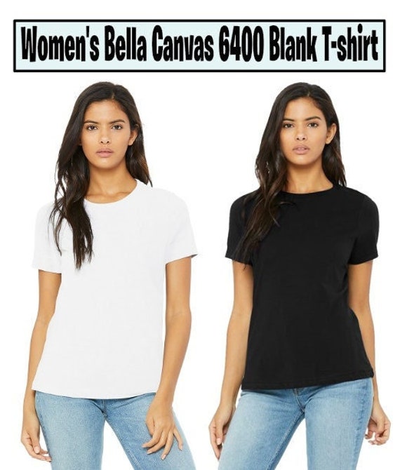 Blank BELLA CANVAS 6400 Women's Relaxed Fit White Tshirts, Very Soft Cotton  T-shirts, for Printing, Heat Transfer, Transfers, 