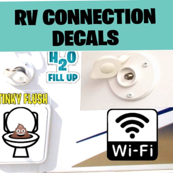 RV HOOKUP Stickers Decals for Travel Trailer, Motorhome, 5th  Wheel, Hookup Stickers for Water, Wi-Fi, Black Grey Tank Stickers, RV Decals