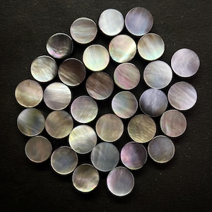 10mm Round Flat Black Mother of Pearl Shell Cabochons, Hand Polished Flat MOP Beads