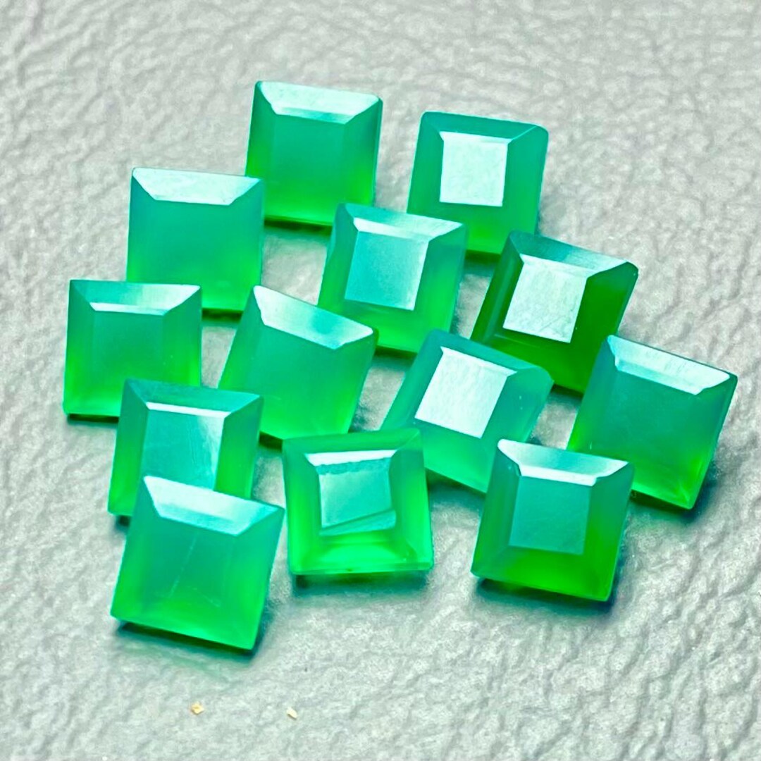 10 Mm Square Cut-green ONYX Cut,green Onyx Faceted Cut Strand,mm Square ...