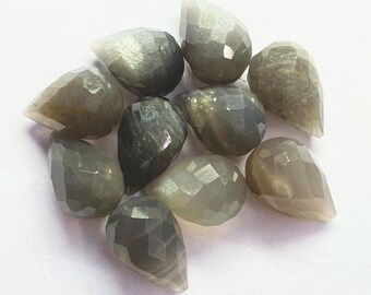 8X12 Mm Drop Cut-Natural Grey Moonstone Drop Cut Calibrated Loose Gemstone-Grey Moonstone Drop -Strong Flashy Moonstone -Moonstone Necklace