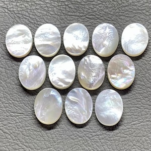 12X16 MM Oval Flat-White M.O.P Flat Oval Stone-Natural White Mother Of Pearl Shell Stone-Calibrated Wholesale Mother Of Pearl- M.O.P Flat