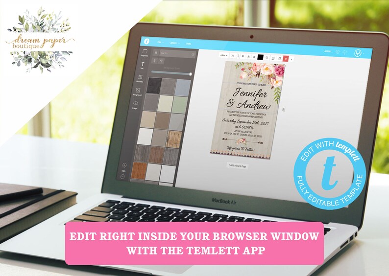 DIY Beach Save The Date Template INSTANT DOWNLOAD Destination Wedding Date Card Printable and Self-Editing Save the Date Invitation