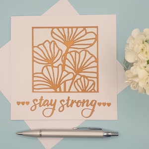 Tough times card with "Stay strong" sentiment. For grief & loss, serious diagnosis, bad luck, relationship breakup. Unique and hand crafted.