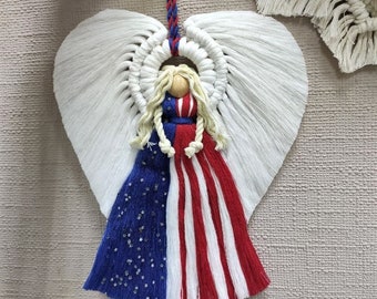 Ángel de macramé hecho a mano, decoración de pared de estilo americano, muñeca Ucrania, decoración de guardería, ángel americano, amuleto para el hogar, regalo de agradecimiento para maestros