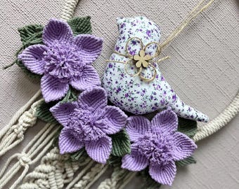Corona de macramé con forma de pájaro de Pascua: decoración rústica para el hogar en primavera