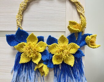 Decoración rústica para el hogar en primavera: corona de macramé de Pascua