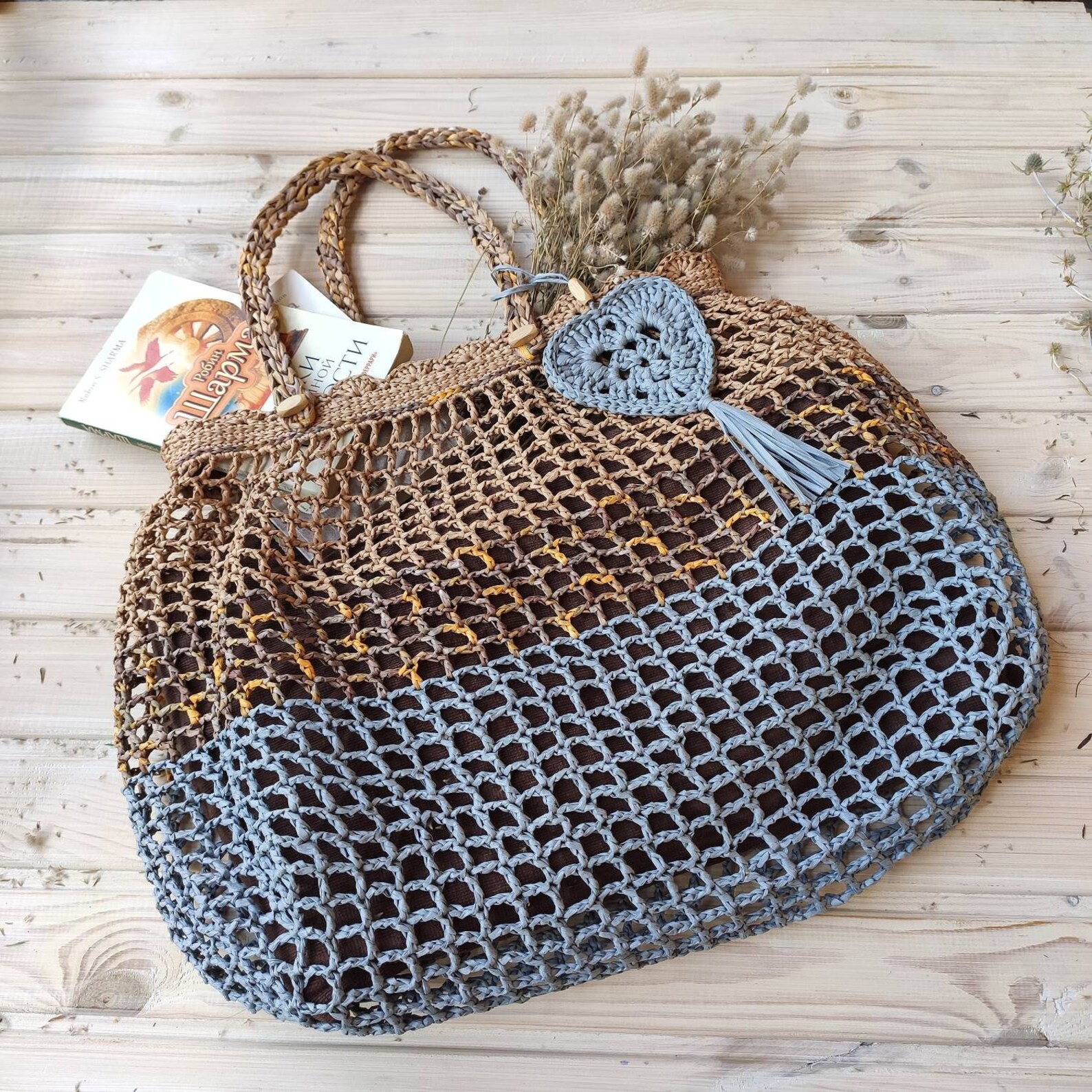 Large raffia bag Handmade summer bag Boho Handbag Raffia Etsy
