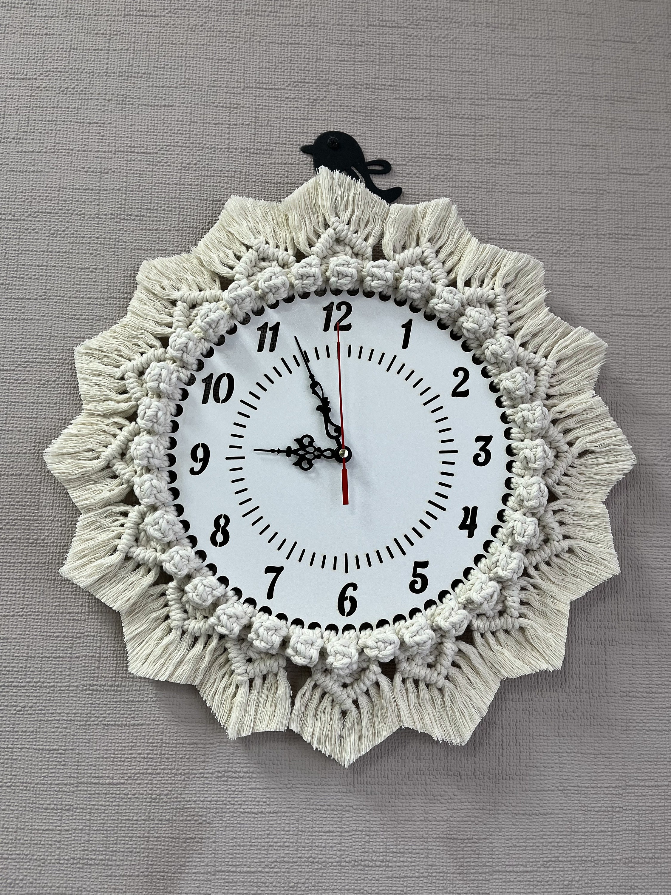 Handcrafted Plywood Macrame Wall Clock | Rustic Bohemian Home Decor - Etsy