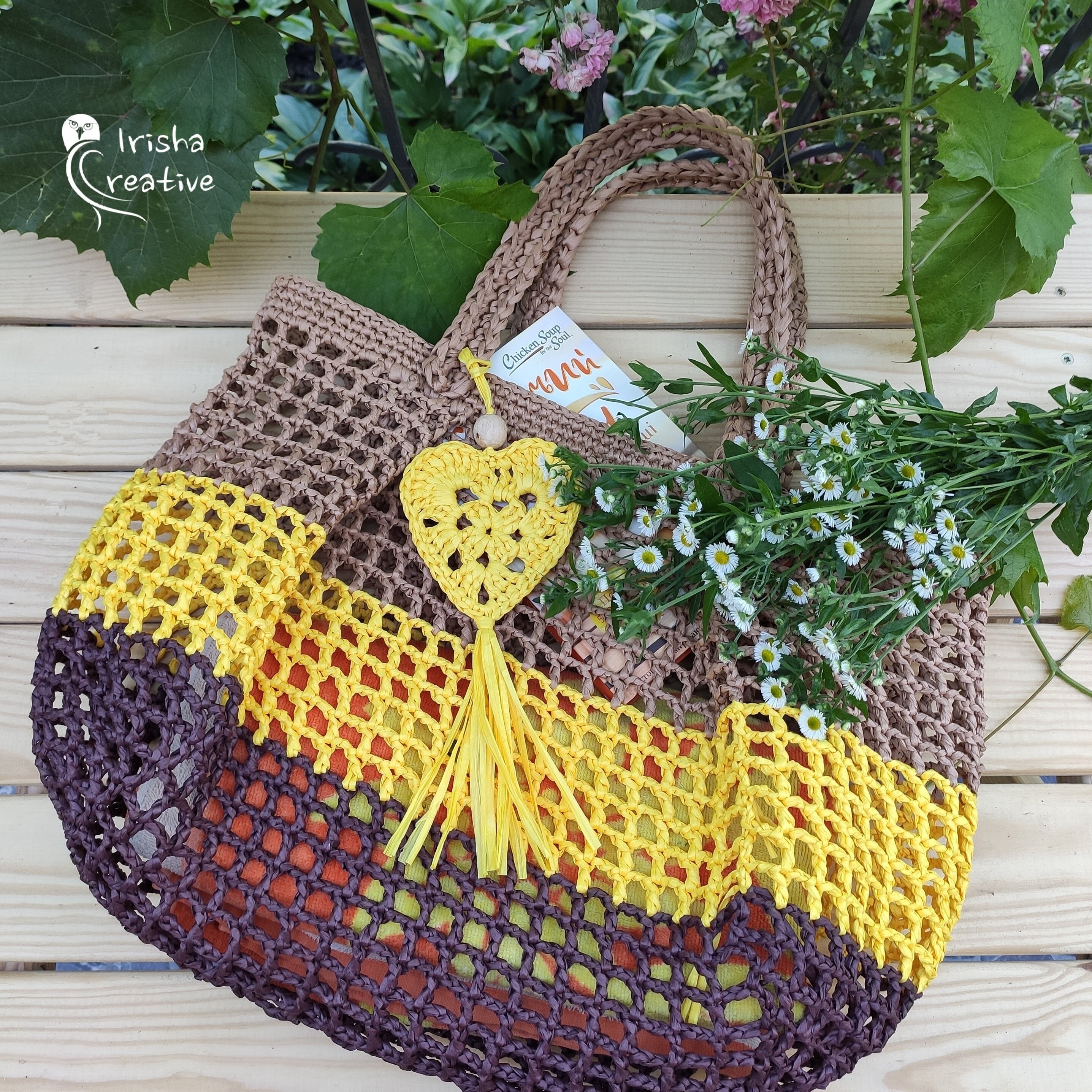 Yellow raffia beach bag Large Knit Raffia Tote Bag Handmade Etsy