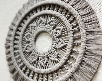 Decoración de pared con mandala de macramé bohemio: panel de pared de macramé hecho a mano