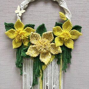 Easter Macrame Wreath - Rustic Home Decor for Spring - Yellow wall summer decor