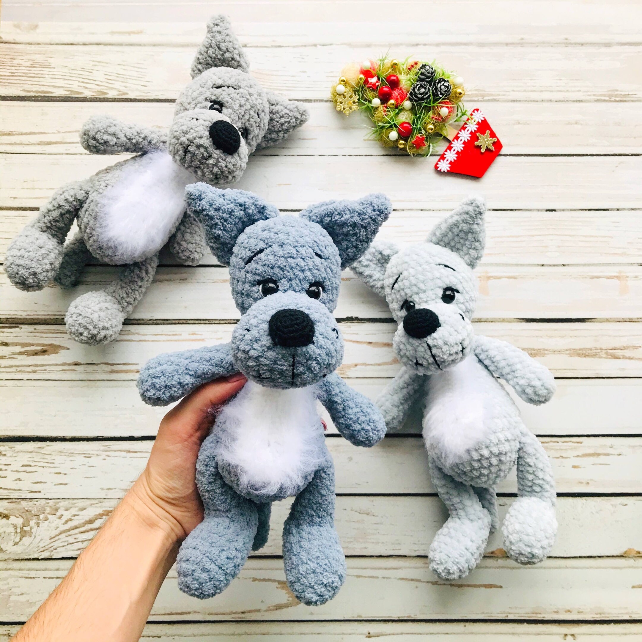 Stuffed wolf pup toy / Plush wolf for baby / Plush grey wolf / Etsy