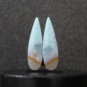 Blue opal wood druzy pair