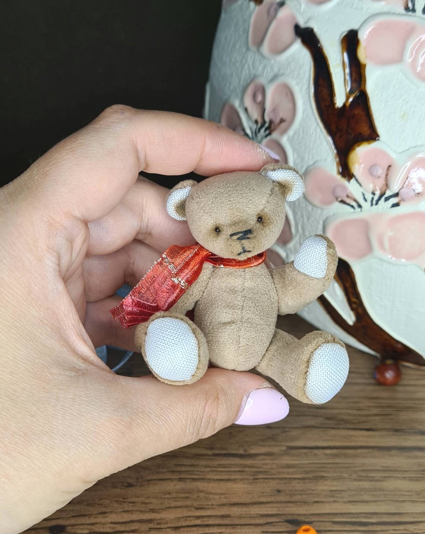 Handmade dressed teddy bear stuffed bear in scarf homemade Etsy