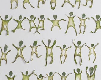 Pressed plant Leaf,Human shaped combination pattern Real Dried Leaves, Craft Supplies (6 PCS)