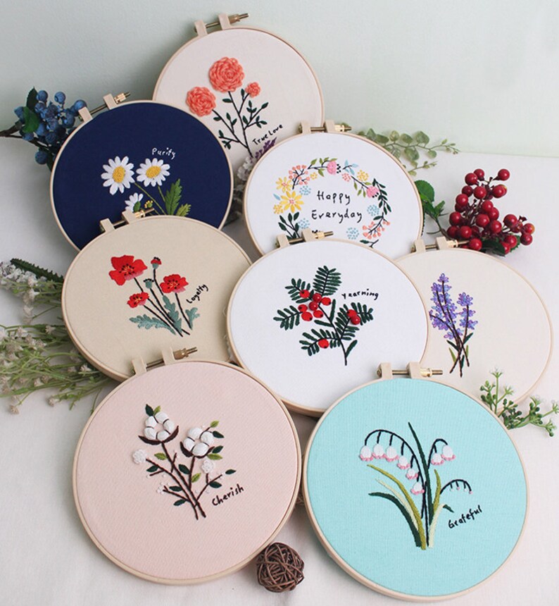 Set of 8DIY Embroidery Kit for Beginner embroidery kit Etsy