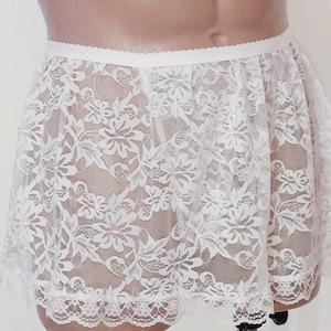 Falda de encaje guipur blanco hecha a mano para hombre imagen 1
