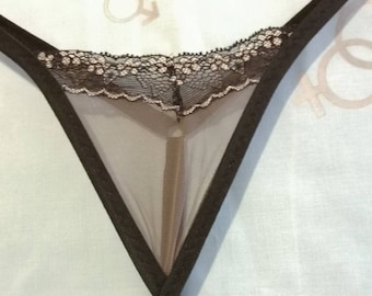 Tanga micro para hombre: bragas de malla transparente hechas a mano con cintura ajustable