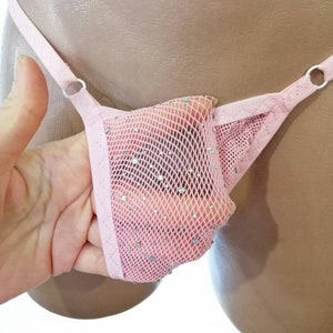 mesh lingerie, mesh underpants, pink panties, pink panties, pink mesh panties, handmade panties image 3
