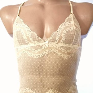 Spitzen-BH für Männer, T-Shirt für Männer Spitze, Spitzen-Tanktop für Männer, Maßgeschneiderter BH für Männer, Herrenoberteil, Sissy-Oberteil, gelbes Spitzenoberteil für Männer